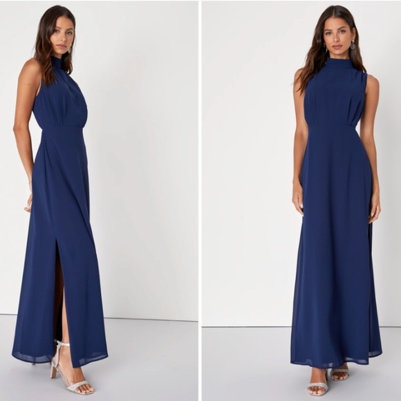 LULU's Elegant Sophisticated Special Event Wedding Bridesmaid Flowy Chiffon Gown - Picture 1 of 4